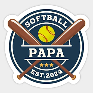 Softball Papa Baseball Lover Dad Sticker